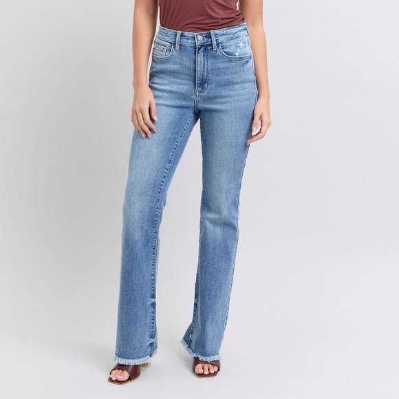 Judy Blue Full Size Raw Hem High Rise Bootcut Jeans - Picture 6 of 8
